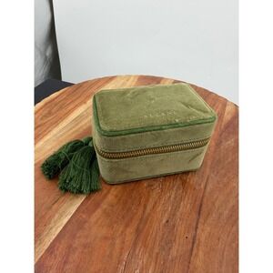 Sezane Velvet mini Jewelry Box Women OS Olive Green Tassel Travel Case Organizer